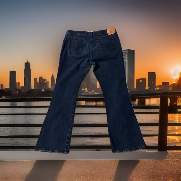 Levi's Denim - Levis 515 Jeans Womens Western Size 14 M Bootcut Stretch  Dark Wash Black Y2K